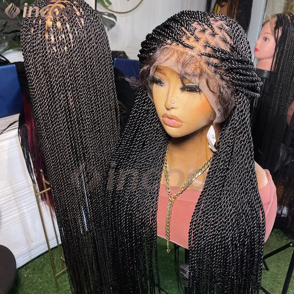 

36-дюймовые синтетические кружевные плетеные парики Twist Locs Box Braids Парики для чернокожих женщин Коробчатые парики без узлов с волосами ребенка