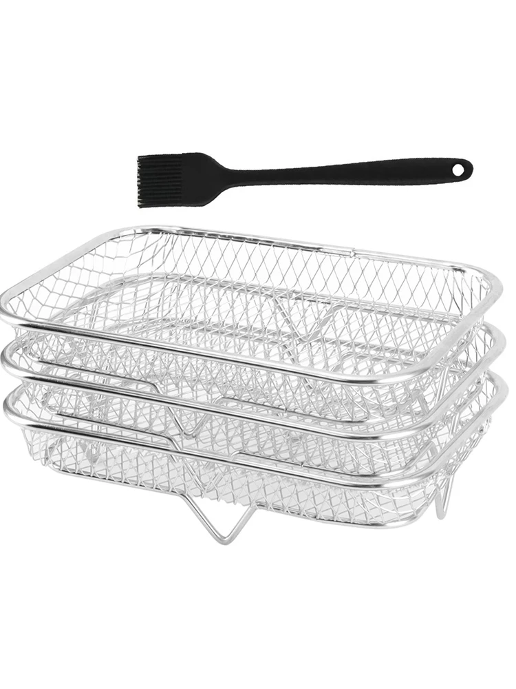 Supports de friteuse à Air à 3 couches, plateau de panier en acier inoxydable, empilables, multifonctionnels, durables, pour fours, accessoires de friteuse à Air