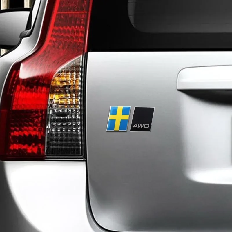QA Aluminium R AWD Inscription Swedish Flag OCEAN Sweden Crown for S60 S90 S80 XC60 XC90 XC40 car Rear Decal Emblem Badge Sticke