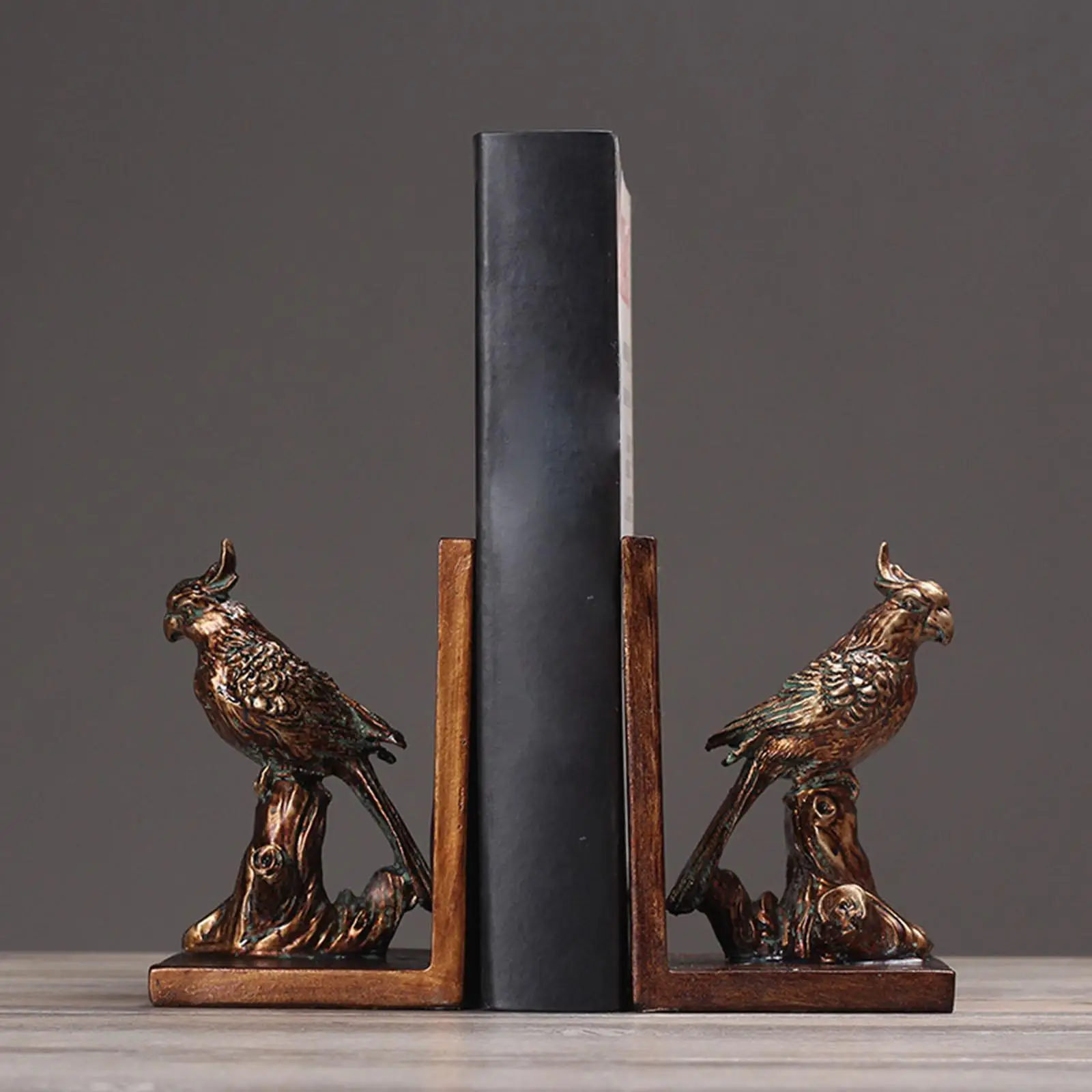 2 Pieces Parrot Bookends Practical Book Holders for Office Living Room Shelf