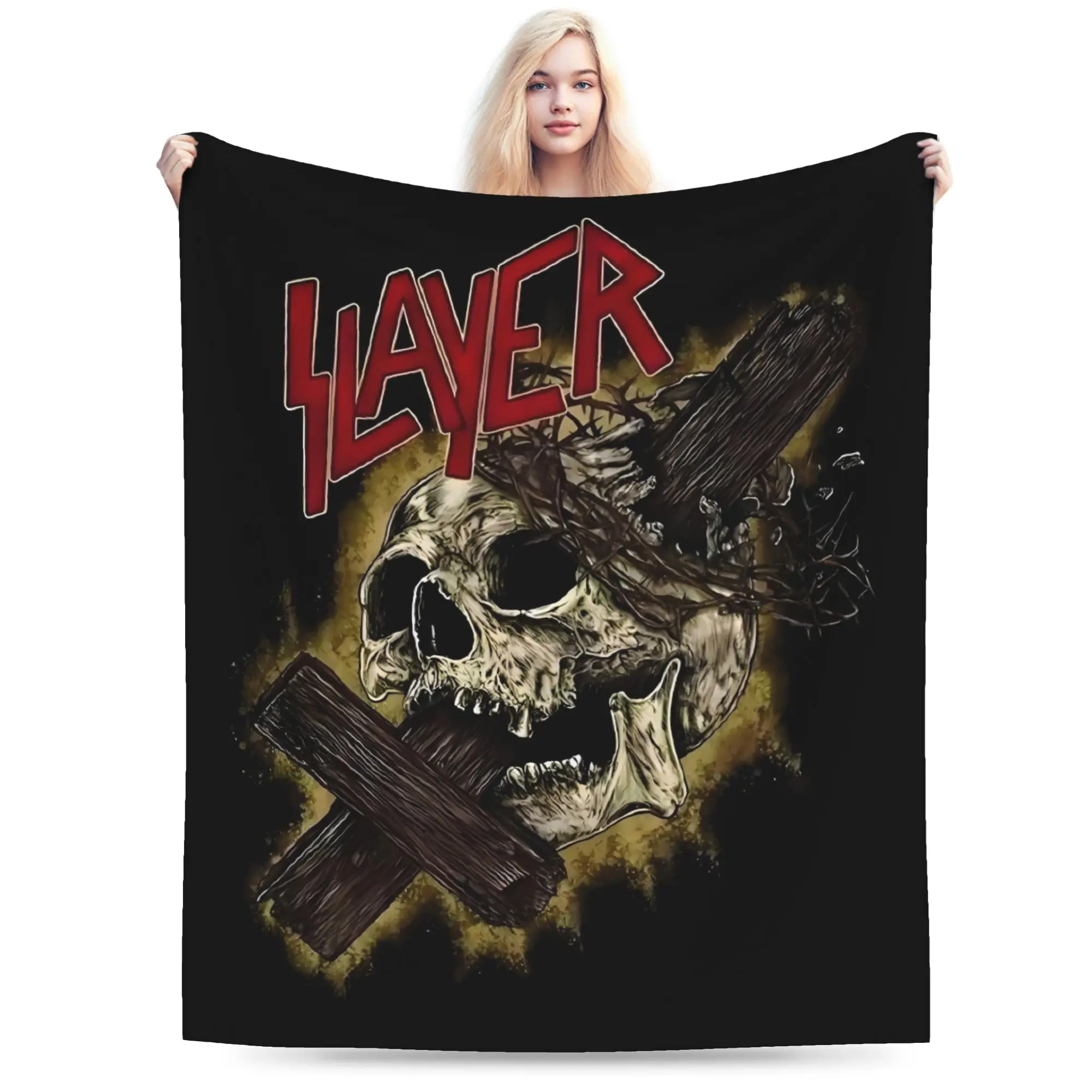 Custom S-Slayers Skull Cross Blankets Comfortable Soft Flannel Sprint Heavy Metal Band  Throw Blanket for Couch Office Bed