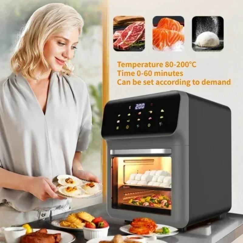 New Visual Air Fryer Oven Household 220V/110V 15L Large Capacity Kitchen Appliance Freidora Sin Aceite 15 Litros