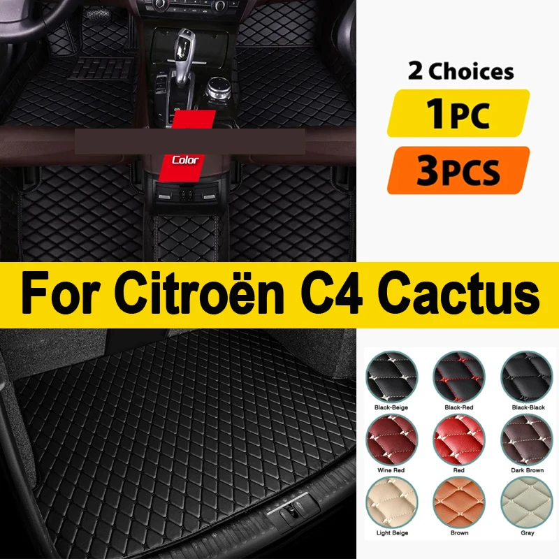 Car Mats Floor For Citroën C4 Cactus 2014~2020 Waterproof Leather Car Mat Fully Set Tapete Automotivo Para Carro Car Accessories