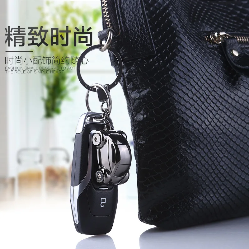 LED Lighting Car Model Key Chain Metal Zinc Alloy Keychains Beetle Car Key Holder High Quality Bag Pendant Best Gift Jewelry