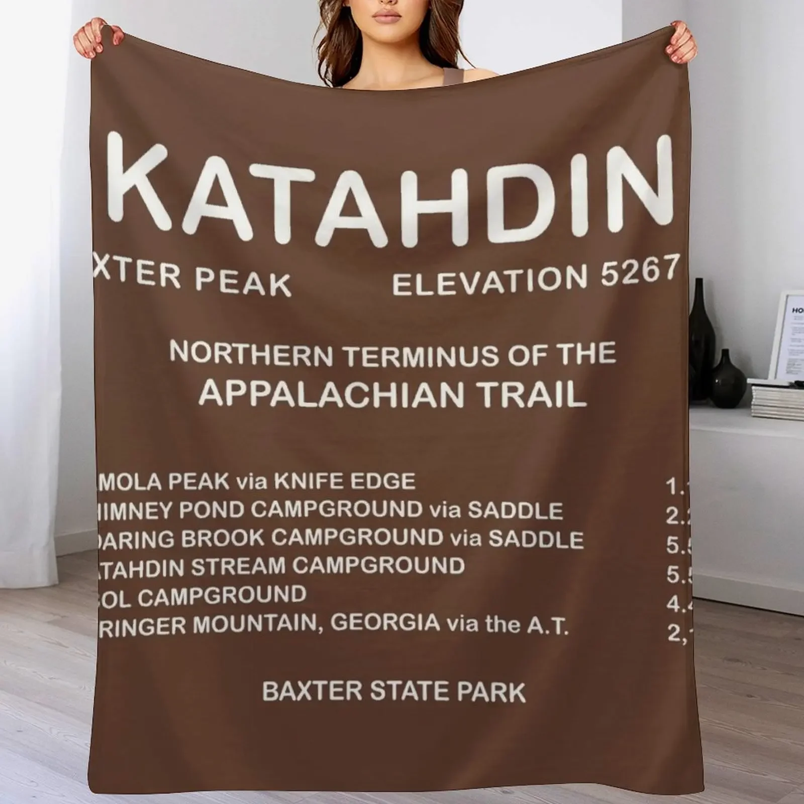 

Katahdin Summit Sign - Appalachian Trail Throw Blanket Luxury Weighted Heavy Beautifuls Blankets