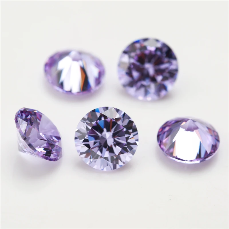 5A Round Brilliant Lavender Color Cubic Zirconia Loose Stone 3.25-15mm Faceted CZ Zircon Gemstone For Jewelry DIY