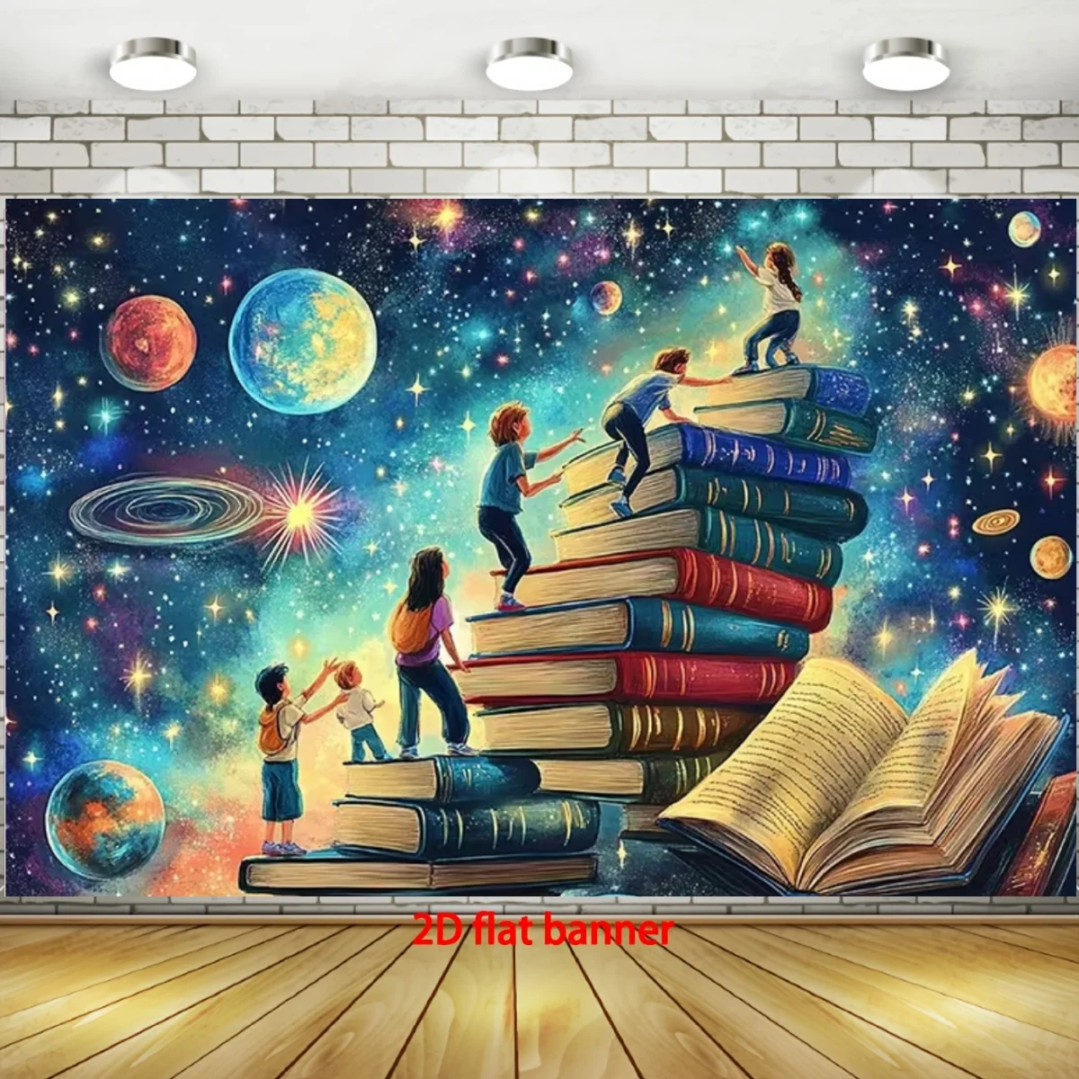 Read Books Theme Party Decoration Backdrop Tree of Knowledge Background  Colorful Banner Photography Props Student Gift Supplies view 4
