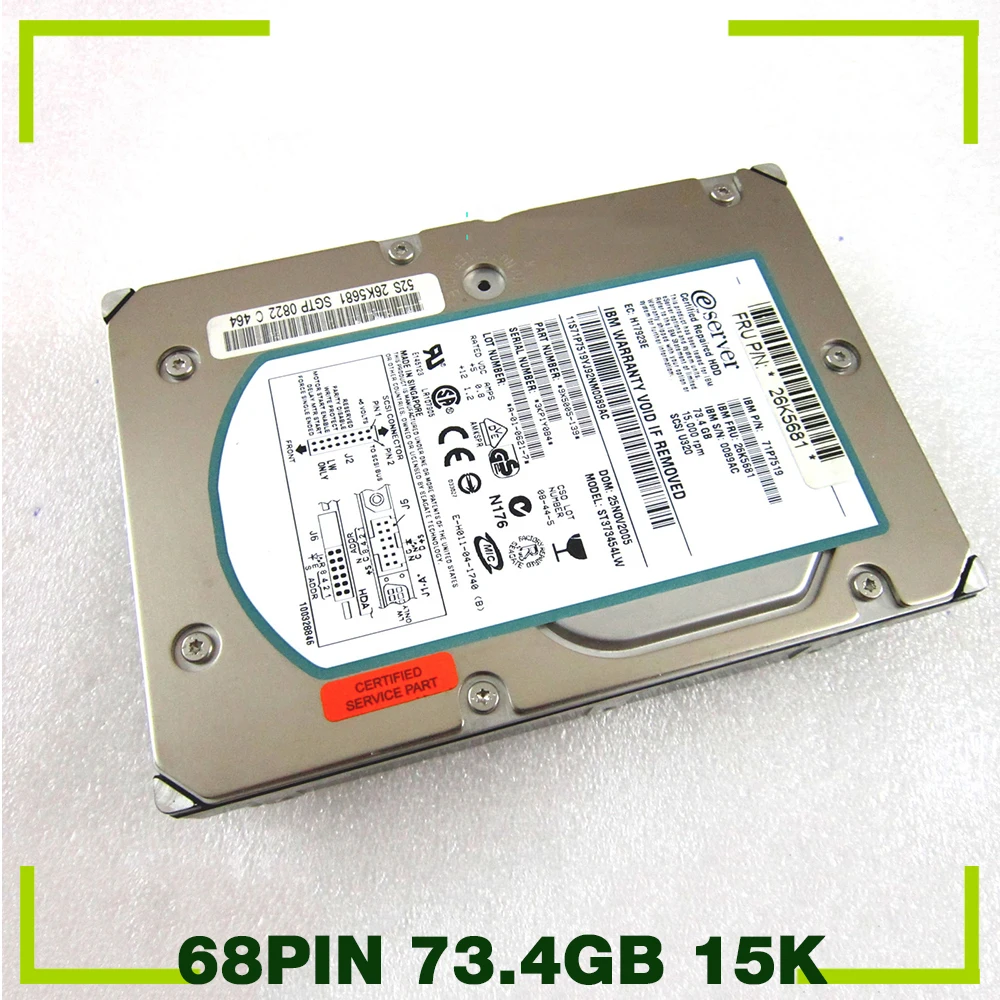 For IBM Server Hard Disk  71P7475 24P3727 ST373454LW SCSI 68PIN 73.4GB 15K 73G