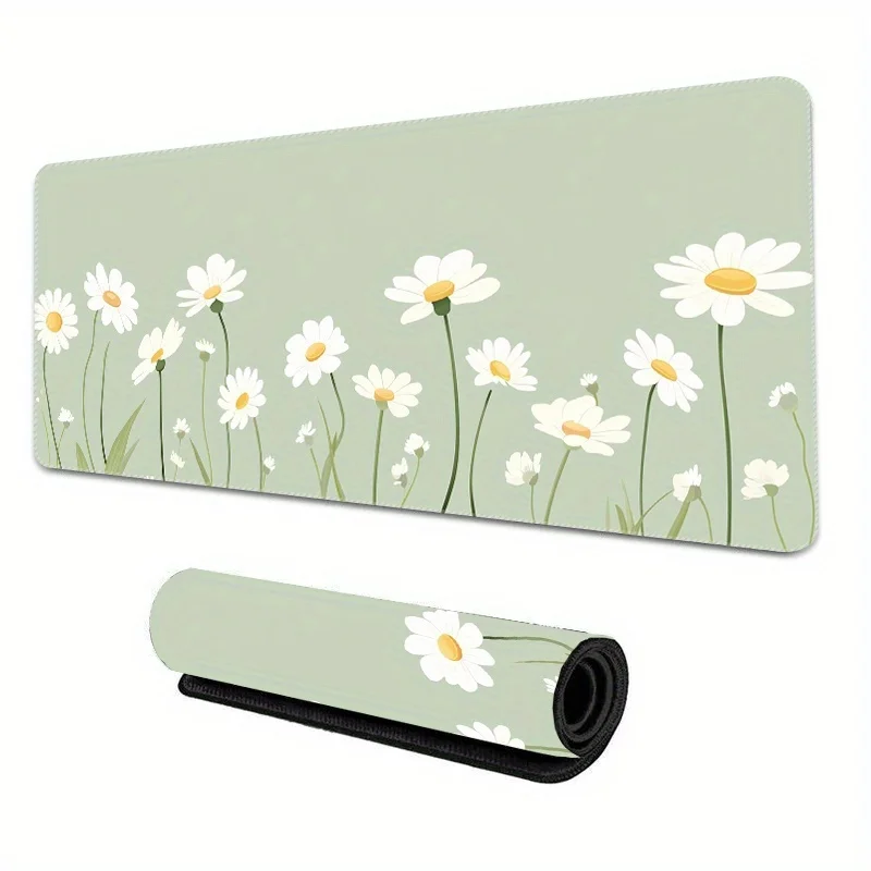 

Large Keyboard Green Flower Mouse Pad for PC Laptop Non-Slip Rubber Base Gaming Office Desk Mat Computer Accessory for Work