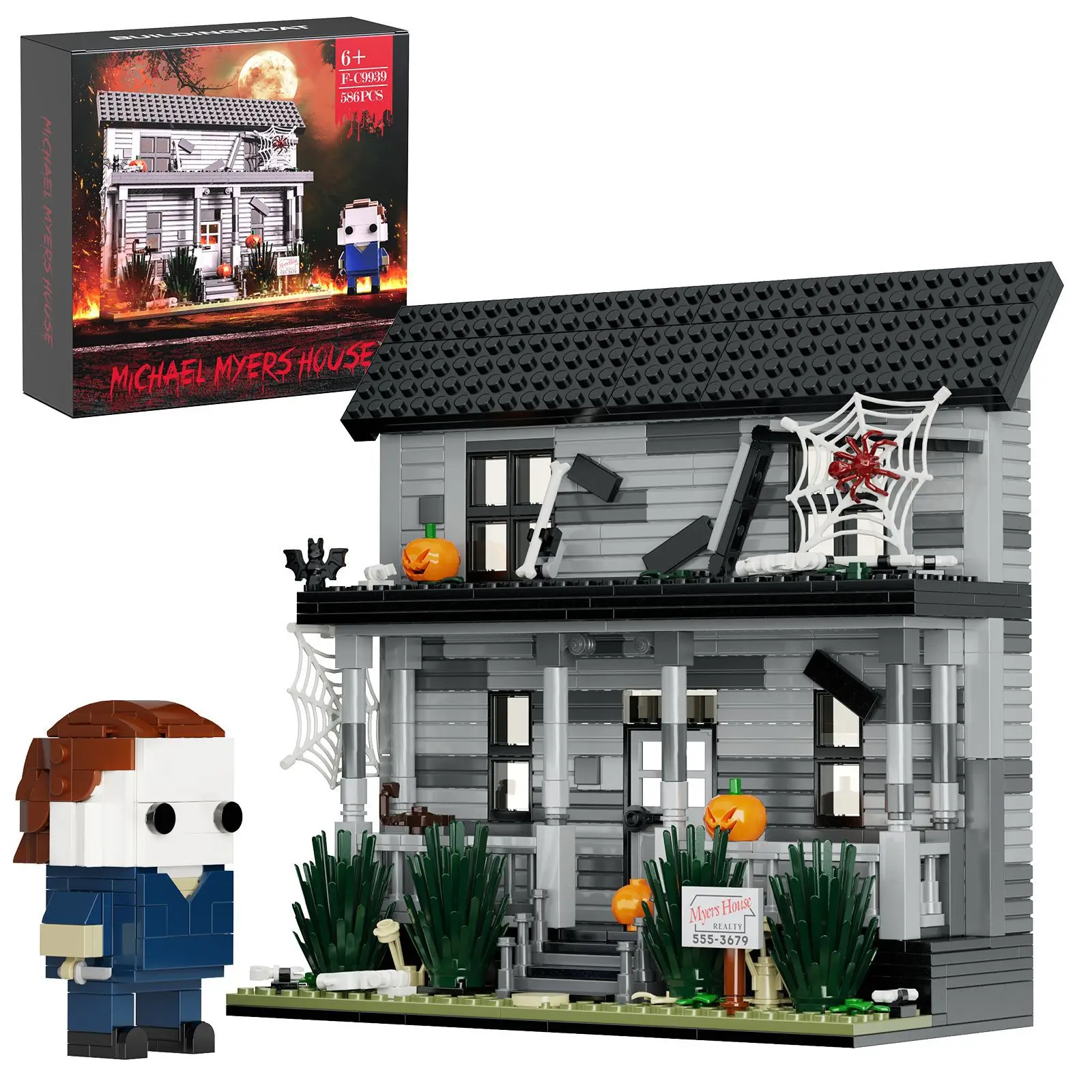 MOC Hot Horror Movie Michael Myers House Brickheadz Halloween Creative Building Blocks Toys for Adults Kids Gifts Bricks Sets