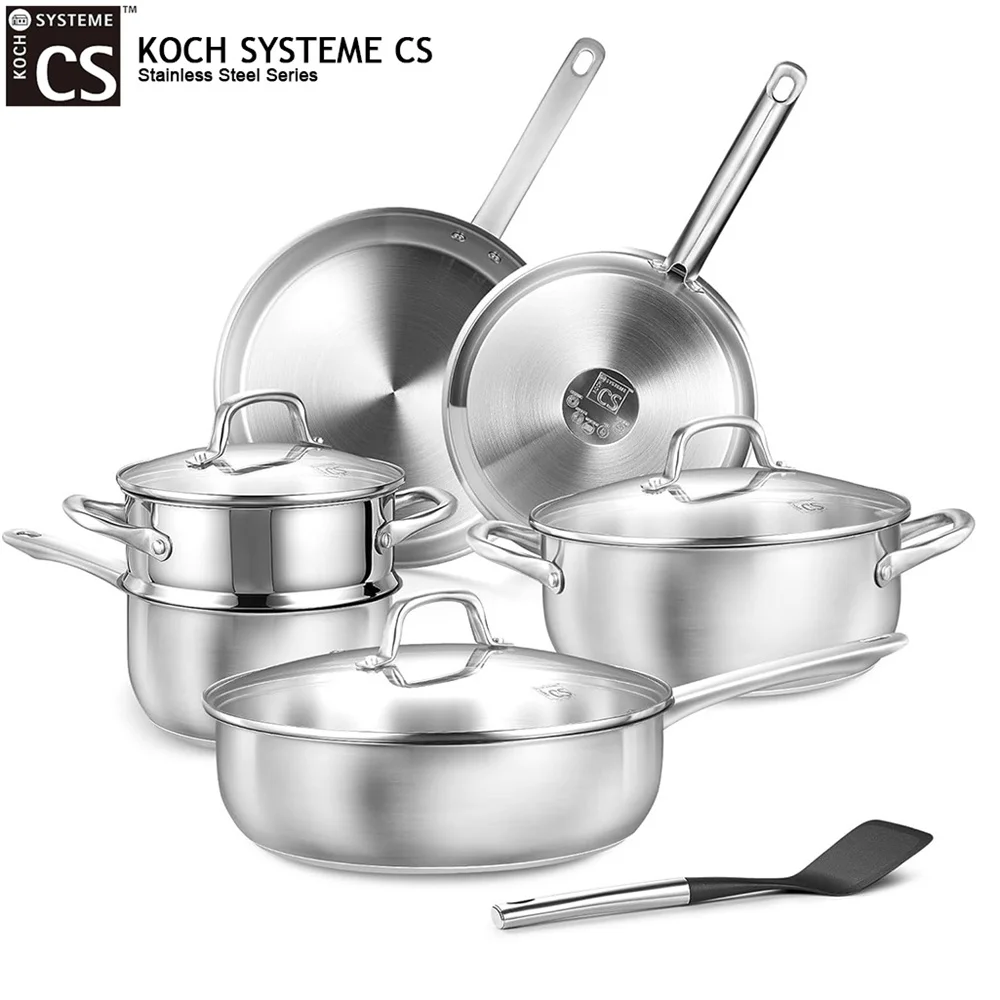 KOCH SYSTEME CS ensemble d'ustensiles de cuisine en acier inoxydable 10 pièces ensemble de casseroles et poêles de cuisine famille poêle à Sauce poêle à Induction sûre