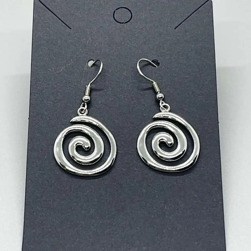 Stainless Steel Earrings Hypoallergenic Non Tarnish Silvery Swirl Vortex Charm Jewelry Gifts For Her ~ Fun Fashion