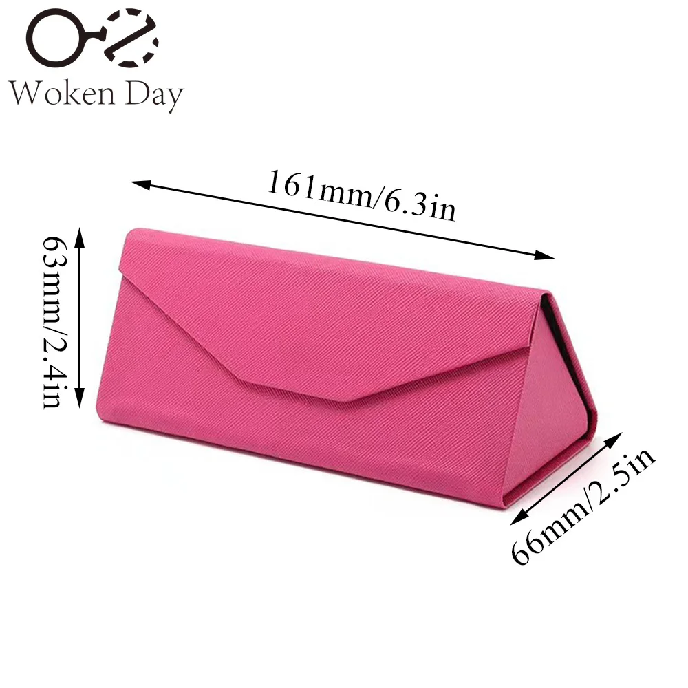 Simple Foldable Triangular Leather Hard Case for Glasses Eyeglass Sunglasses Lens Container Box Purse Eyewear Accessories