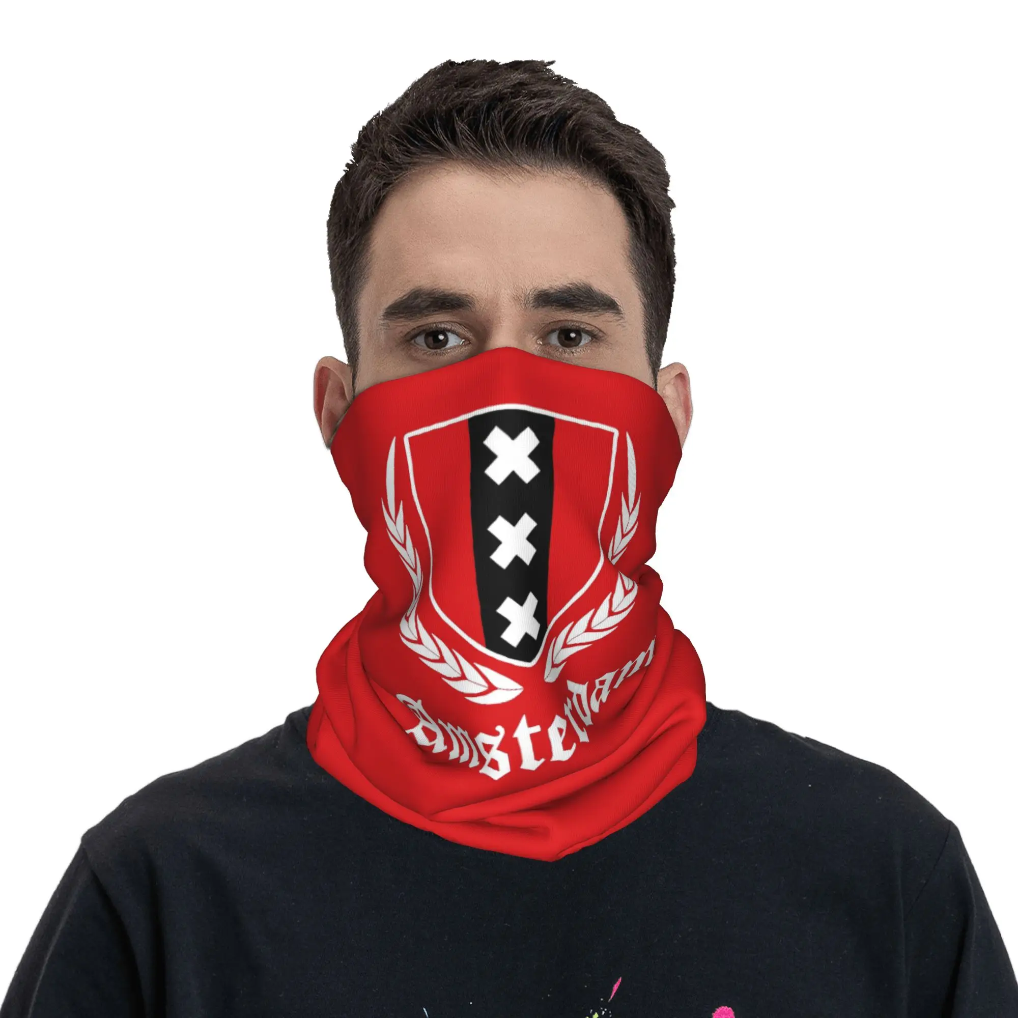 Amsterdam Crest Bandana Neck Cover Printed Wrap Scarf Multifunction Balaclava Running For Men Women Adult