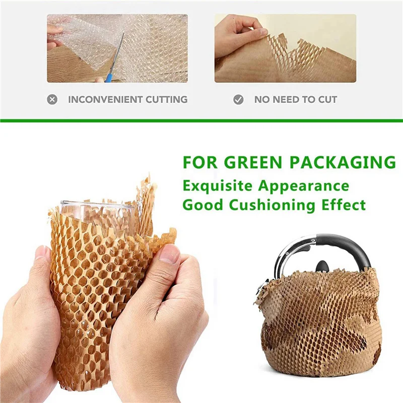 

4 Roll Recycled Packing Paper 12Inch X 33FT Eco Honeycomb Paper For Moving Packaging Wrap Recyclable Cushion Material