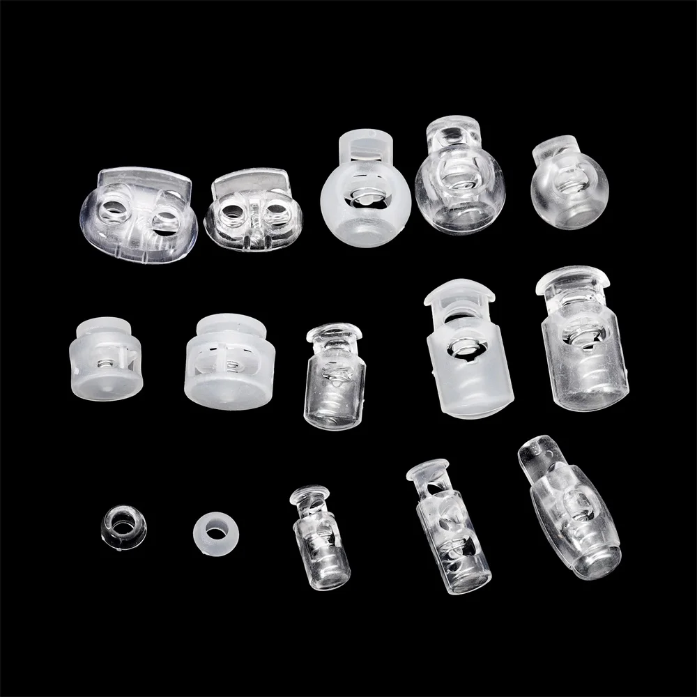 10pcs Cord Lock Plastic Stopper Cord Ends Toggles Clip Buckle Transparent Clear Frost For Shoelace Clothing DIY Bag Accessories image 4