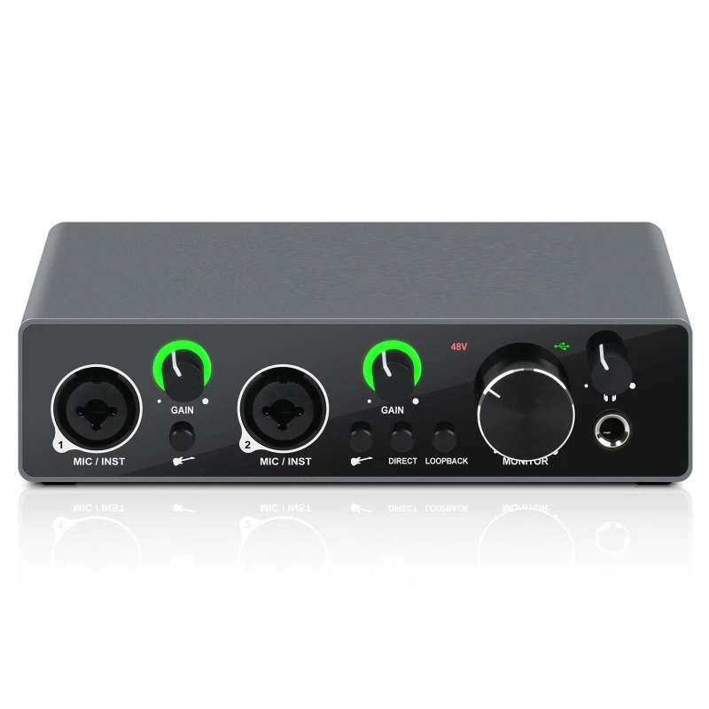 

Recording guitar microphone two in and two out external audio interface interface sound card USB