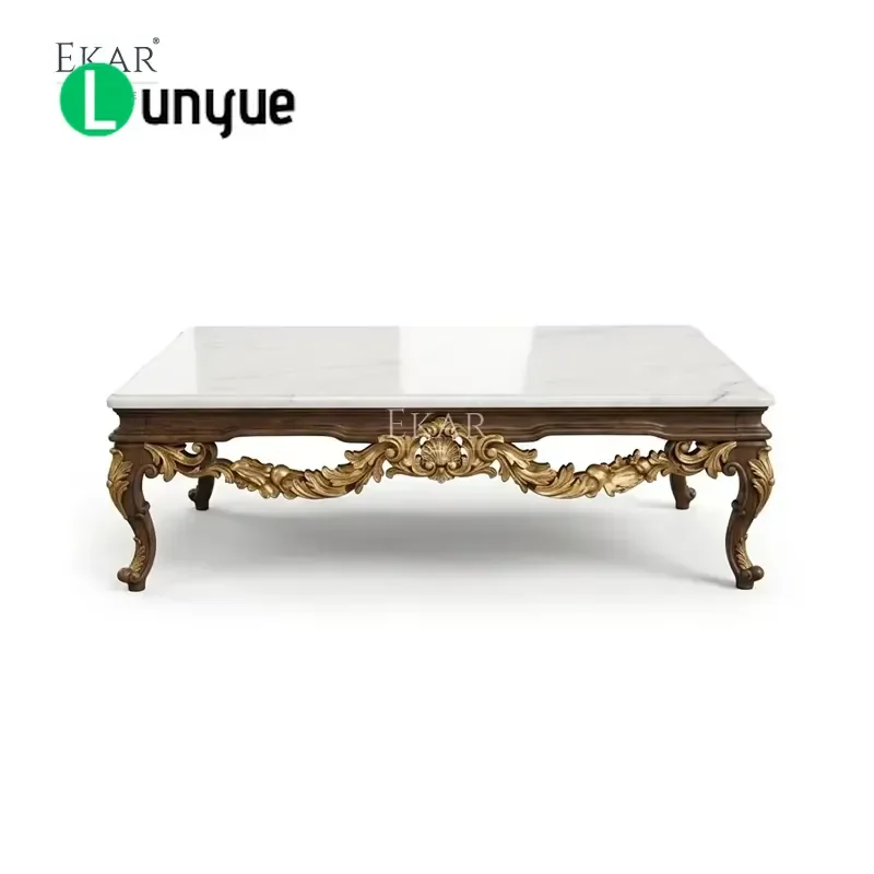 French Classic Carved Marble Coffee Table Elegant Living Room Center Table Luxury Home Furniture