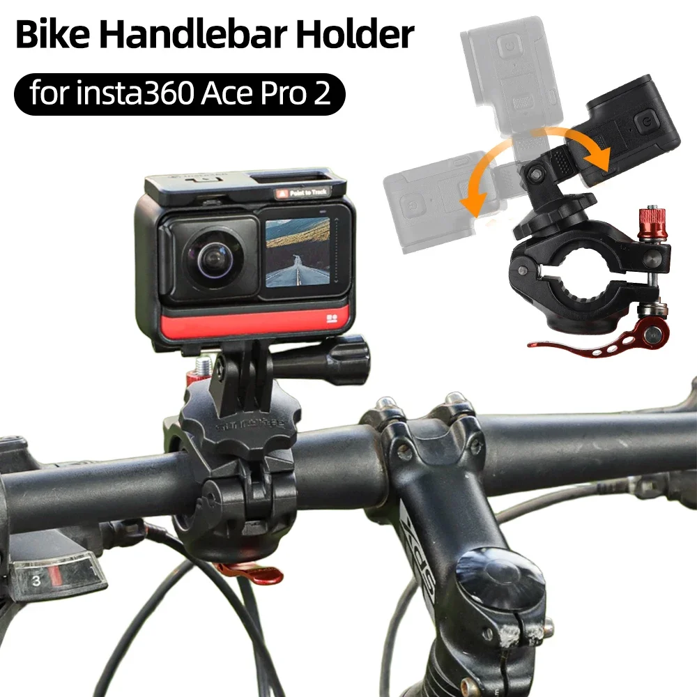 Bike Handlebar Holder for Insta360 Ace Pro 2 / X4 / X3 1/4 Screw Bicycle Motorcycle Handlebar Handle Mount Accessories