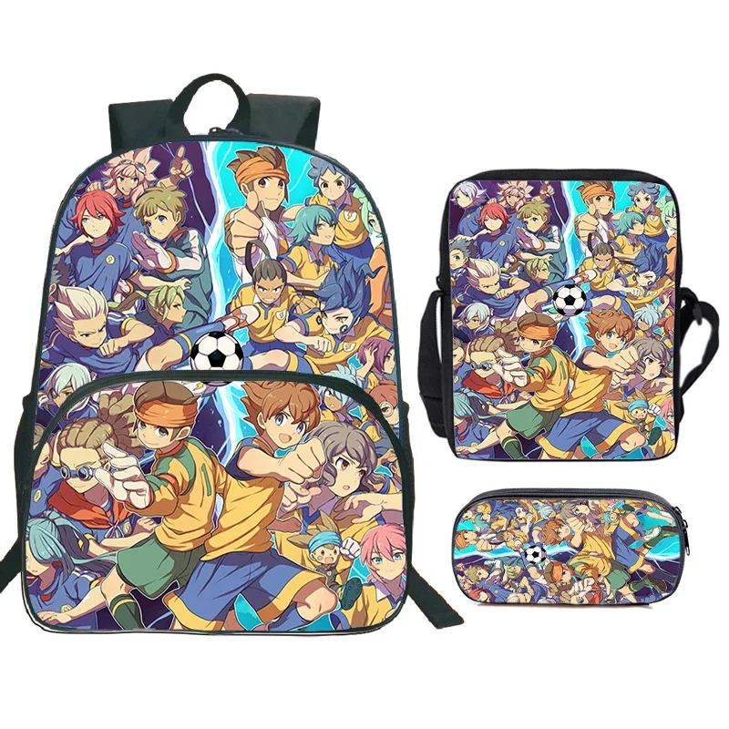3pcs Set Inazuma Eleven Go Child Backpack With Shoulder Bags Pencil Case Boys Girls Anime School Bags Cartoon Bookbag Mochilas