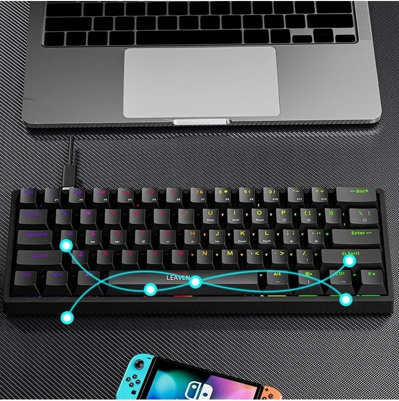 USB Mini Backlit RGB Gaming Mechanical Keyboard Gamer Mechanic Kit 60 Percent DIY Custom PBT Keycap Hotswap USB PC Laptop N