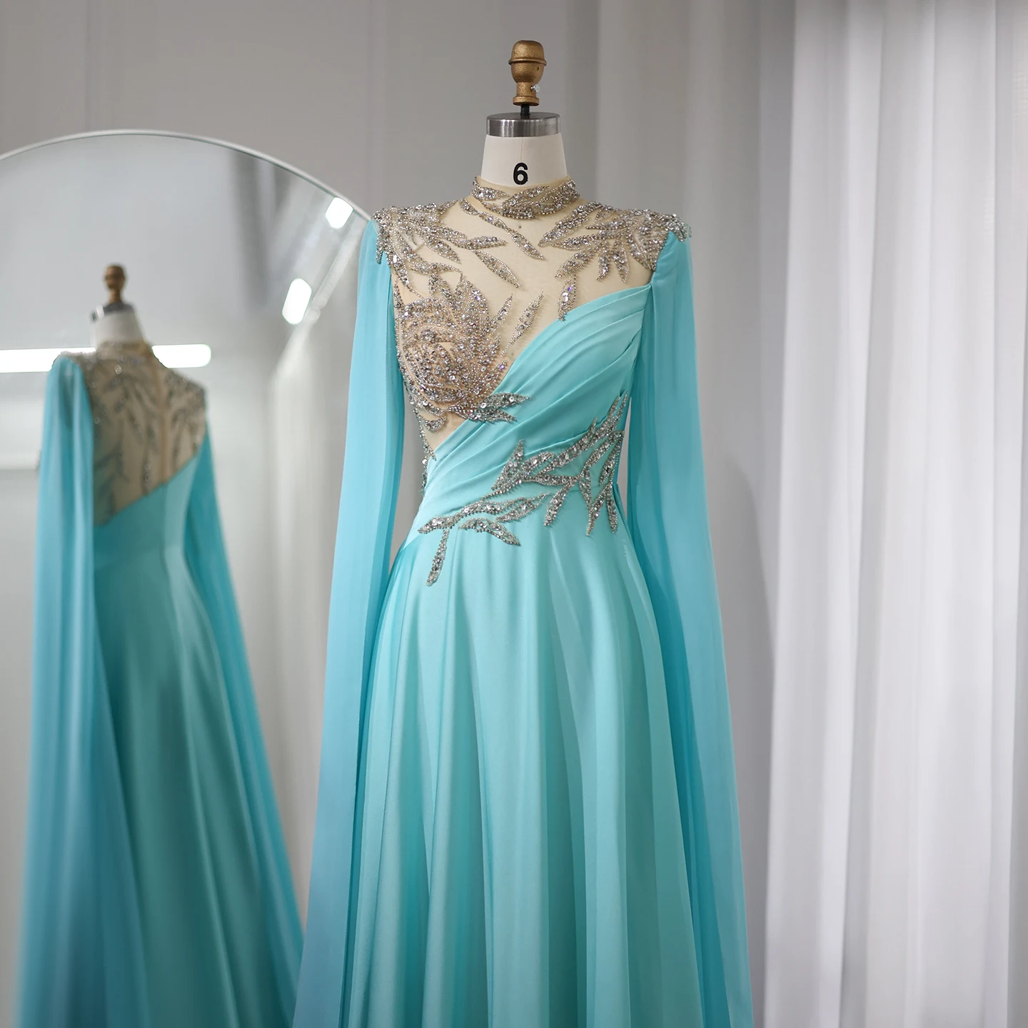 slim fit dress slacks Sky Blue Greek Goddess Dress - Women's Boho Prom Fashion main image 0
