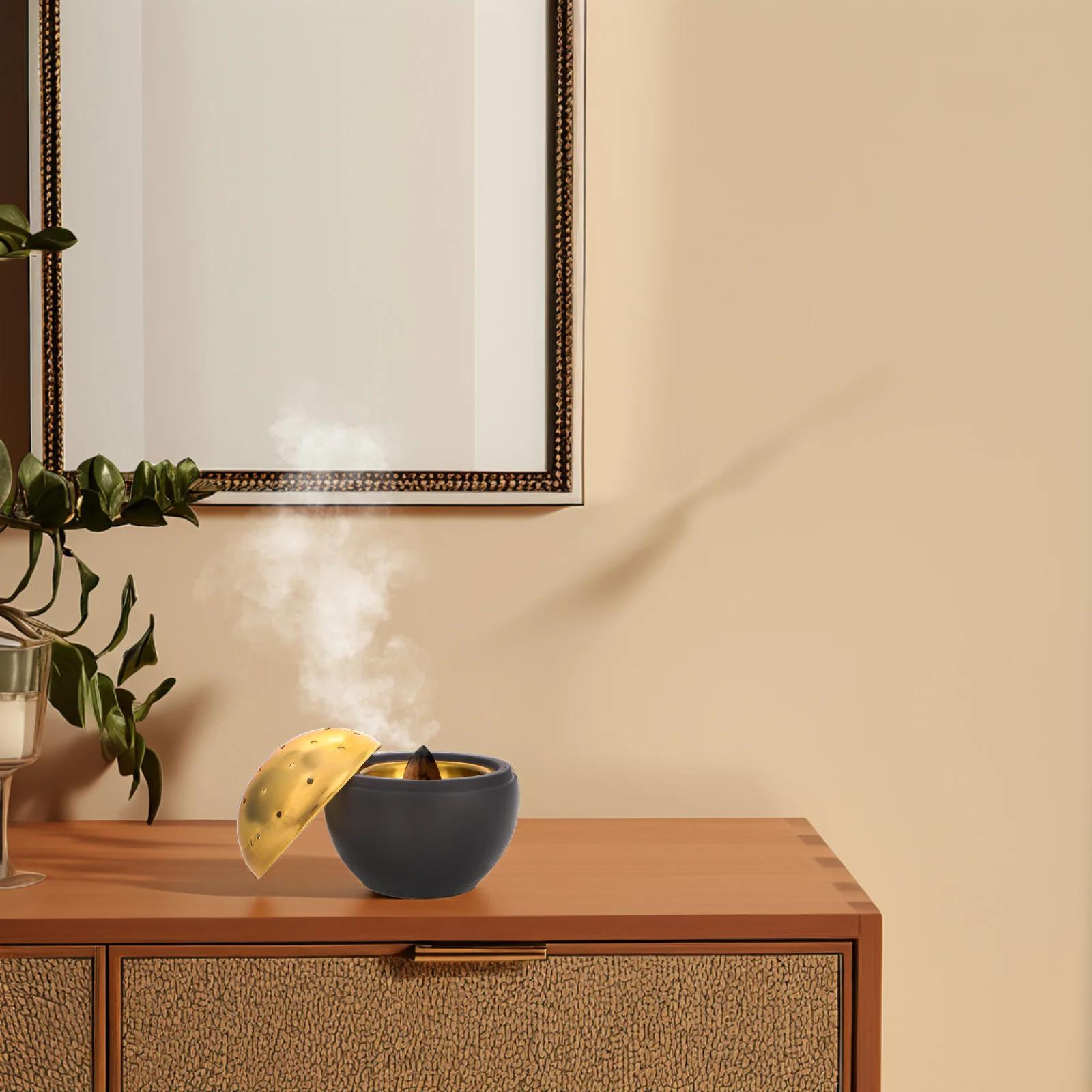 

1pcs Ball-Shaped Cement Incense Burner Minimalist Aromatherapy Diffuser Portable Handheld Design For Home Decor Yoga Meditation