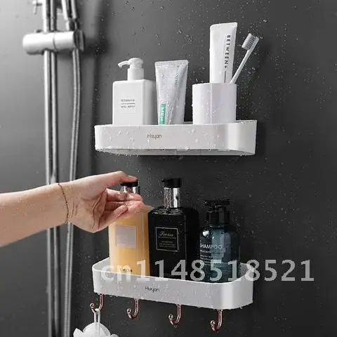 

Storage Organizer Shelf No Punch Shampoo Rack Holder Kitchen Seasoning Wall-Mounted Rack Home Decor Gadget Bathroom Accessories