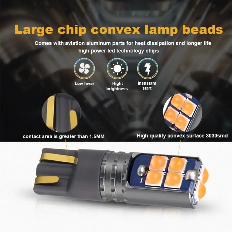 NLpearl-T10 W5W Lâmpadas LED para carros, 3030, 10SMD, W5W, Canbus 194, 168, Lâmpada de leitura interior para carros, Wedge, Clearance Light, 12V,