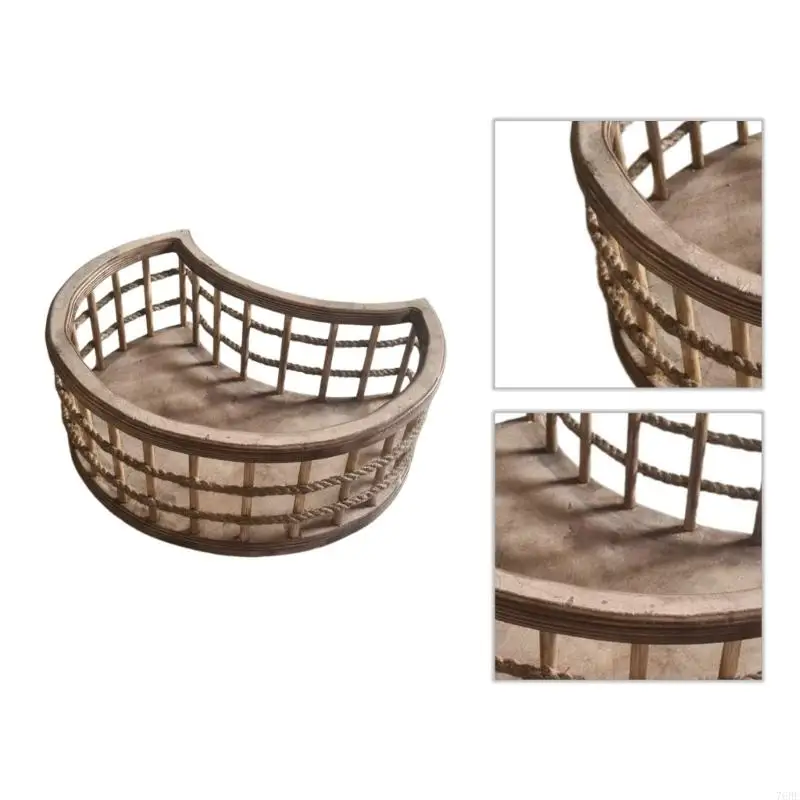 76HF Vintage Basket Chair for Newborn Photography Handmade Infant Posing Bed Accessory Rustics Newborn Photo Props