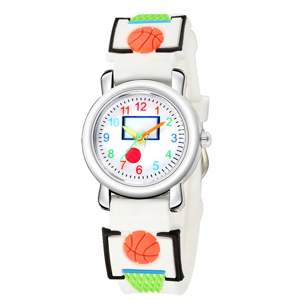 3D Cartoon Kids Watch Basketball Wristwatch Durable Comfortable Strap Adorable Gift for Children 3-12 Years Easy Time Reading