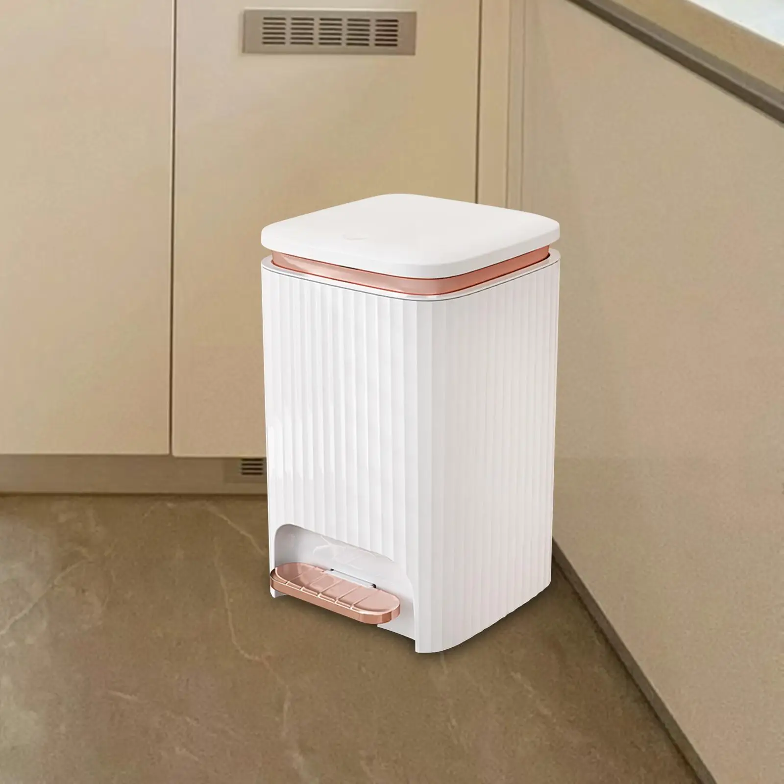 Kithcen Trash Can with Foot Pedal and Press Type Lid Waterproof Garbage Bin for Entryway Study Toilet Restroom Laundry Room