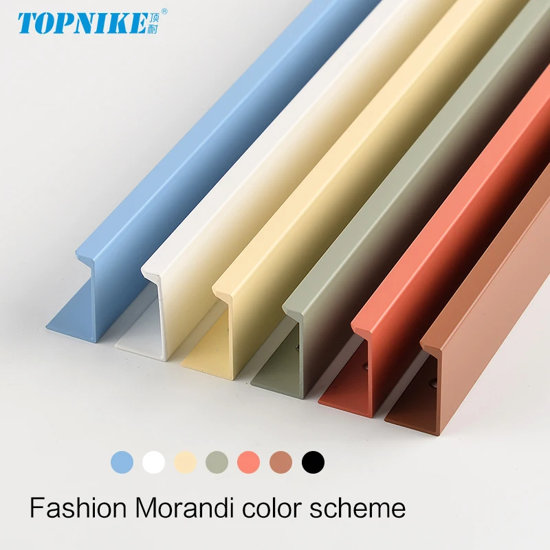 Invisible Kitchen Door Handles EdgePull Handle Closet Door Drawer Colorful Pulls For Furniture Morandi green blue orange