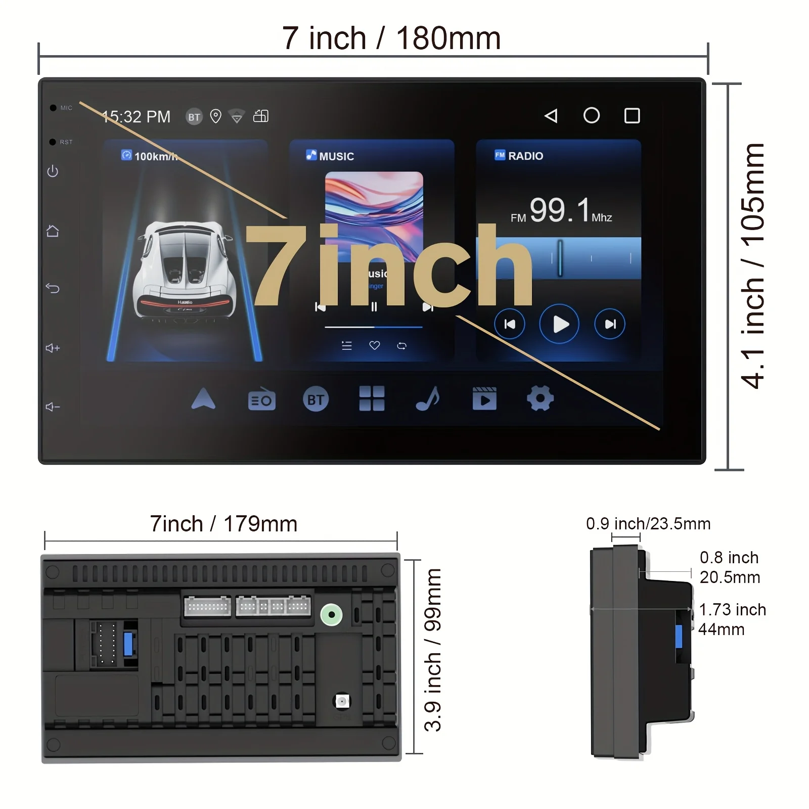 7-Inch Android Car Stereo – Wireless CarPlay & Android Auto Support, GPS Navigation, Steering Wheel Control, Built-in Wi-Fi, 2GB RAM + 64GB Storage, Quad-Core CPU, FM/AM Radio, MirrorLink, Dash Cam Ready, Dual DIN Touchscreen Display view 8