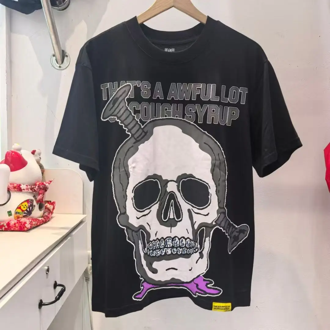 

Футболка Screw Skulls Bone Print That's A Awful Lot of Cough Syrup Мужчины Женщины Повседневная уличная одежда Высококачественные топы с короткими рукавами Футболка