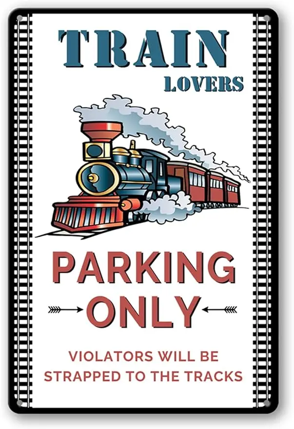 

Train Sign Railroad Crossing Metal Signs Train Wall Decor for Boys Room Trains Gifts for Men Adults Train Lovers Parking Sign