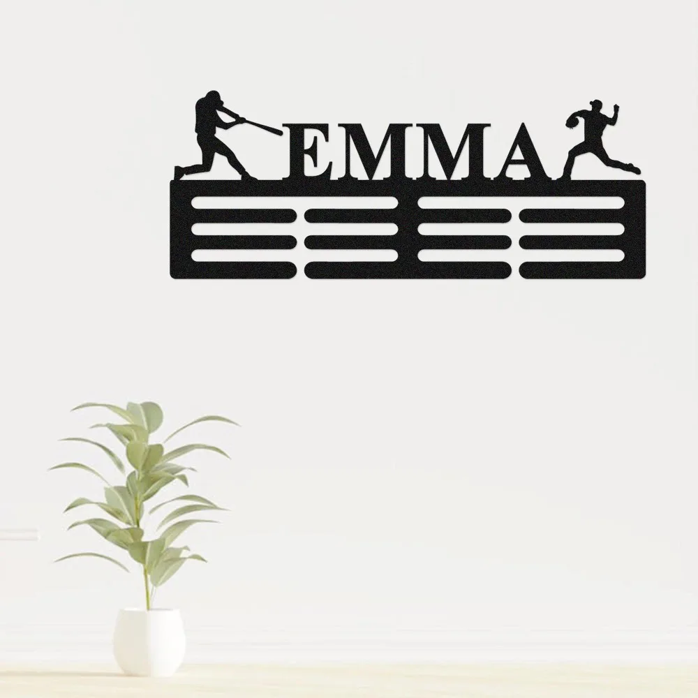 Custom Name Medal Hanger,12 Rungs Medals Ribbons,Personalized Sports Award Wall Decor,Decoration Only