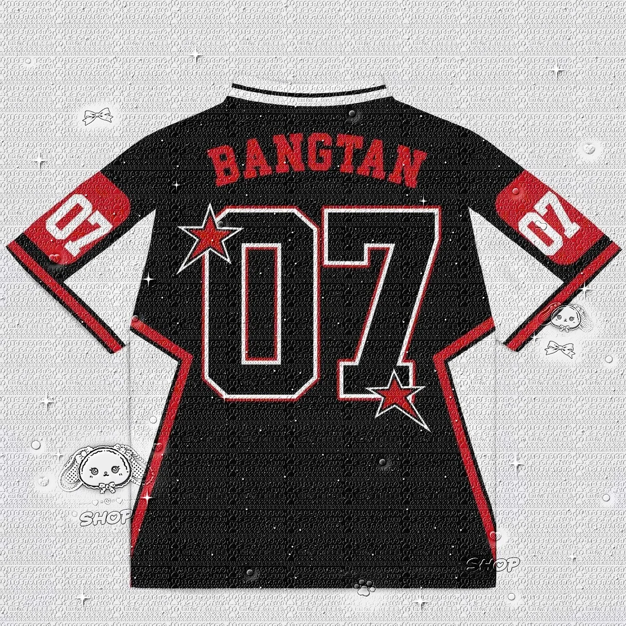 BTS All Members Name Number Star Print TSHIR Jersey Fan Support Collection Fashion Street Unisex Summer Top