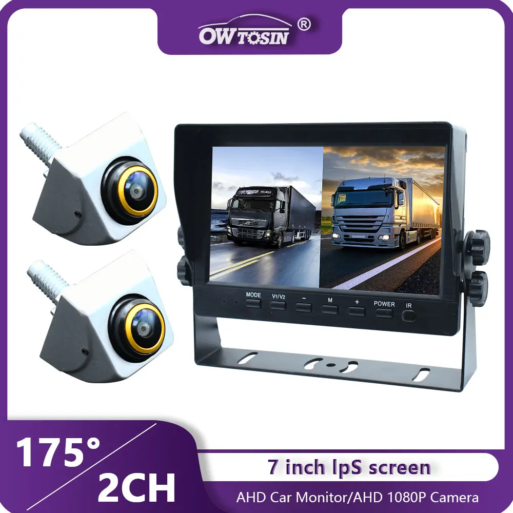 

1920x1080P AHD Car Monitor 7-inch IPS Screen 1080P Golden Lens Night Vision 360° Adjustable Angle Car Rear View Vehicle Camera