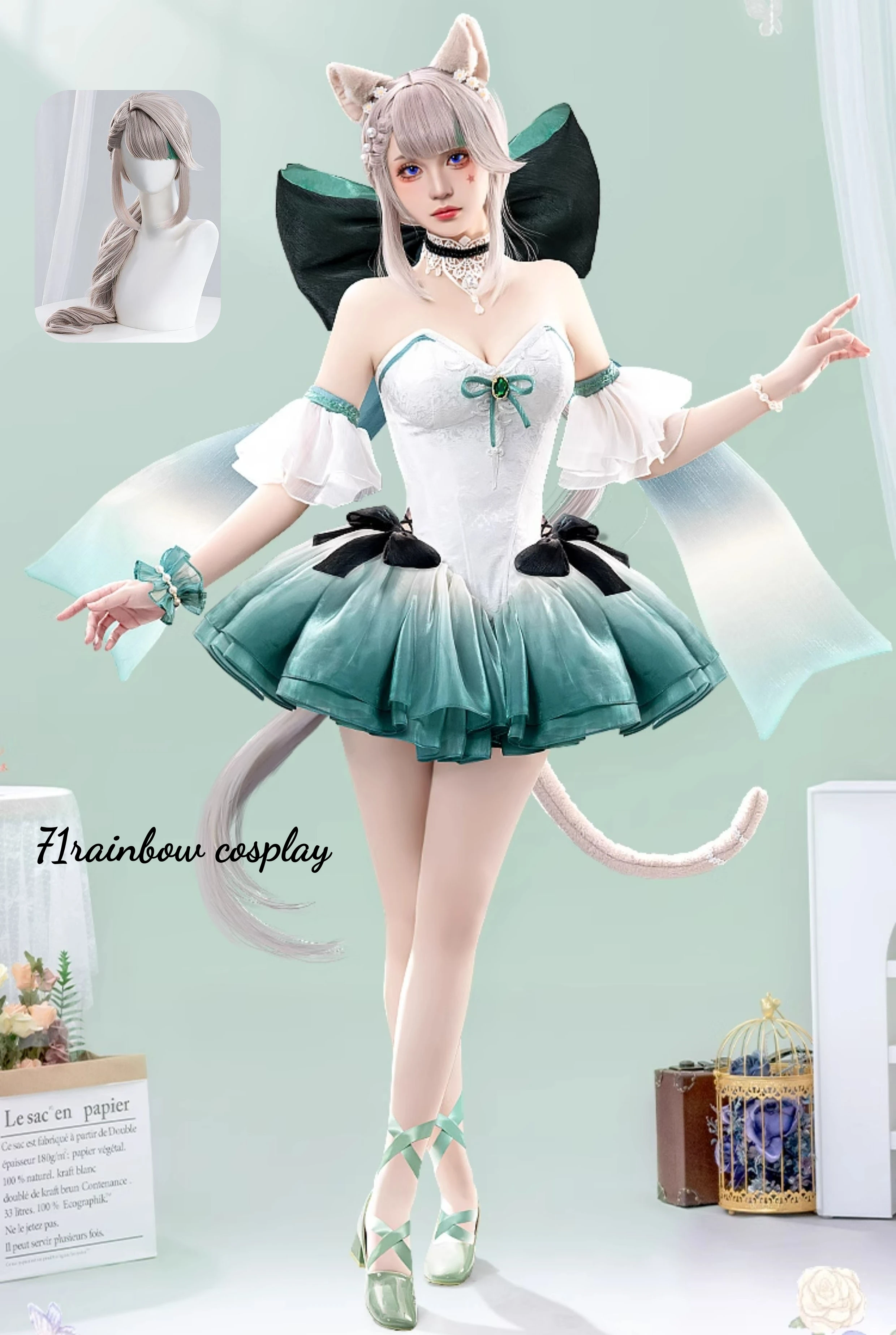 

Genshin Impact 2025, костюм линетты для косплея, комплект с париком, платье для ролевых игр на Хэллоуин для женщин, наряд персонажа аниме Doujin