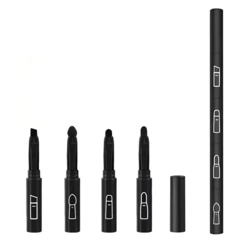 Travel Size 4 In 1 Makeup Brush With Plastic Handle Multi-use Eyeshadow Lip Brush Portable Makeup Tool Blue,Black,Pink