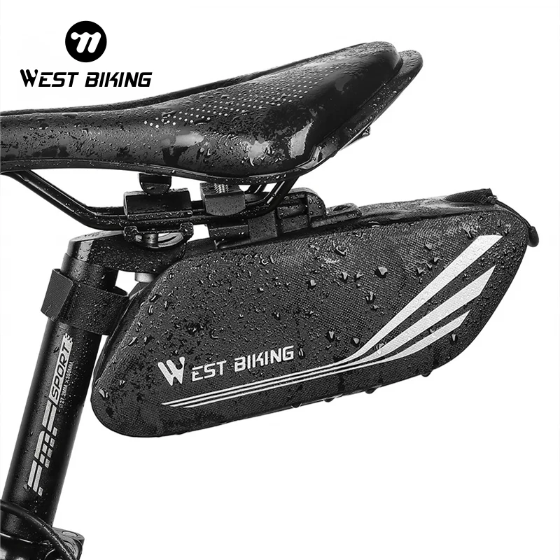 WEST BIKING Bicycle Saddle Bag Waterproof Bike Tail Bag Reflective Cycling Bike Tube Rear Seatpost Bag Bike Accessories