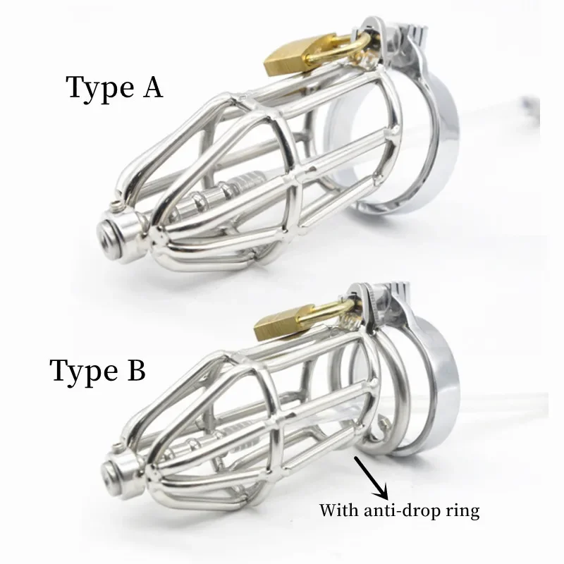 Male Stainless Steel Chastity Device Urethral Catheter Penis Ring Sleeve Penile Bondage Cock Cage Fetish BDSM Sissy Gay SexToys