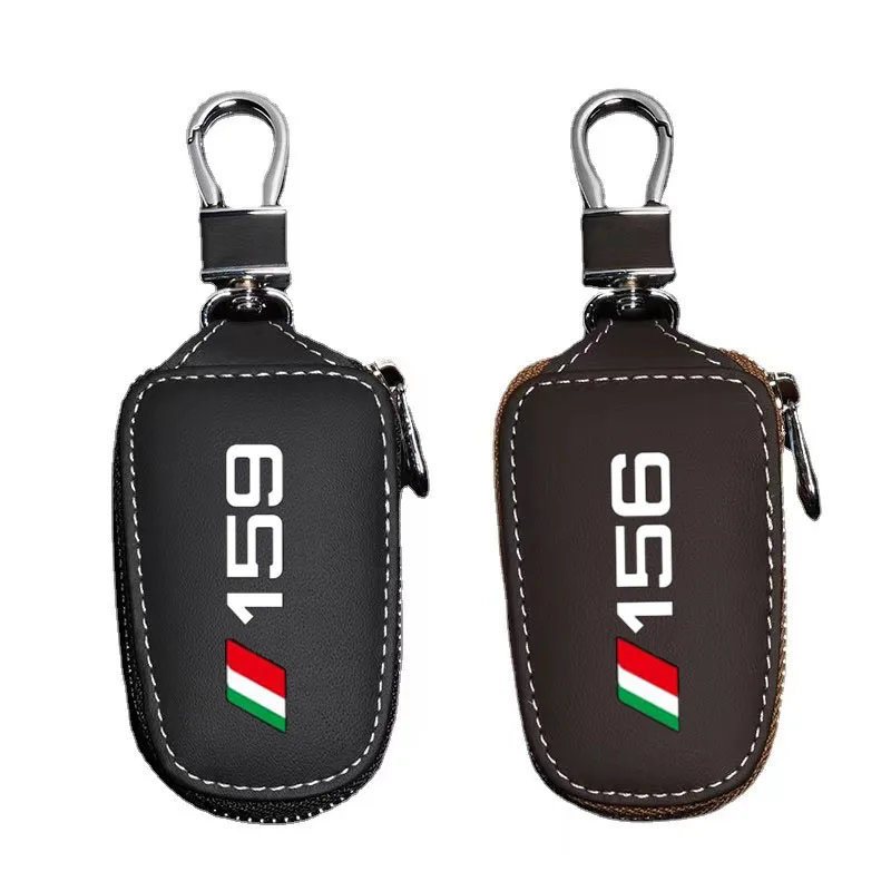 Leather Car Key Protection Shell Bag Filber Car Key Case Car Keychain For Alfa Romeo 156 159 Mito Giulia Stelvio Giulietta