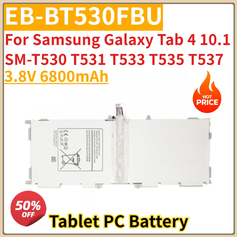

Аккумулятор для планшета 3,8 В 6800 мАч EB-BT530FBU для Samsung Galaxy Tab 4 10,1 SM-T530 T531 T533 T535 T537 Совершенно новый, высокое качество