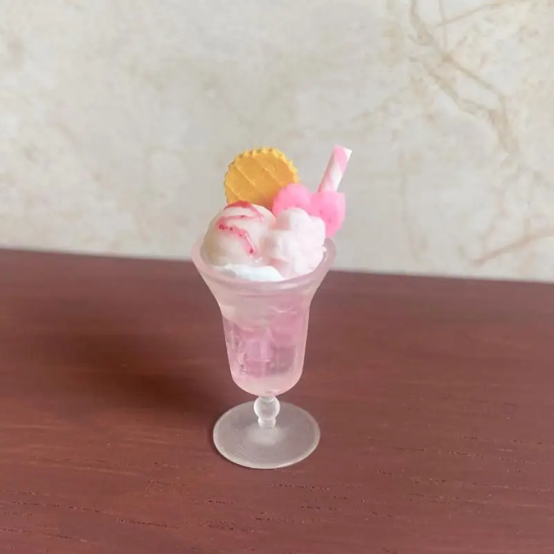 1 pz casa delle bambole in miniatura cibo rosa tazza di gelato modello di bevande giocattolo per accessori per bambole decorazione della casa delle bambole regalo per bambini