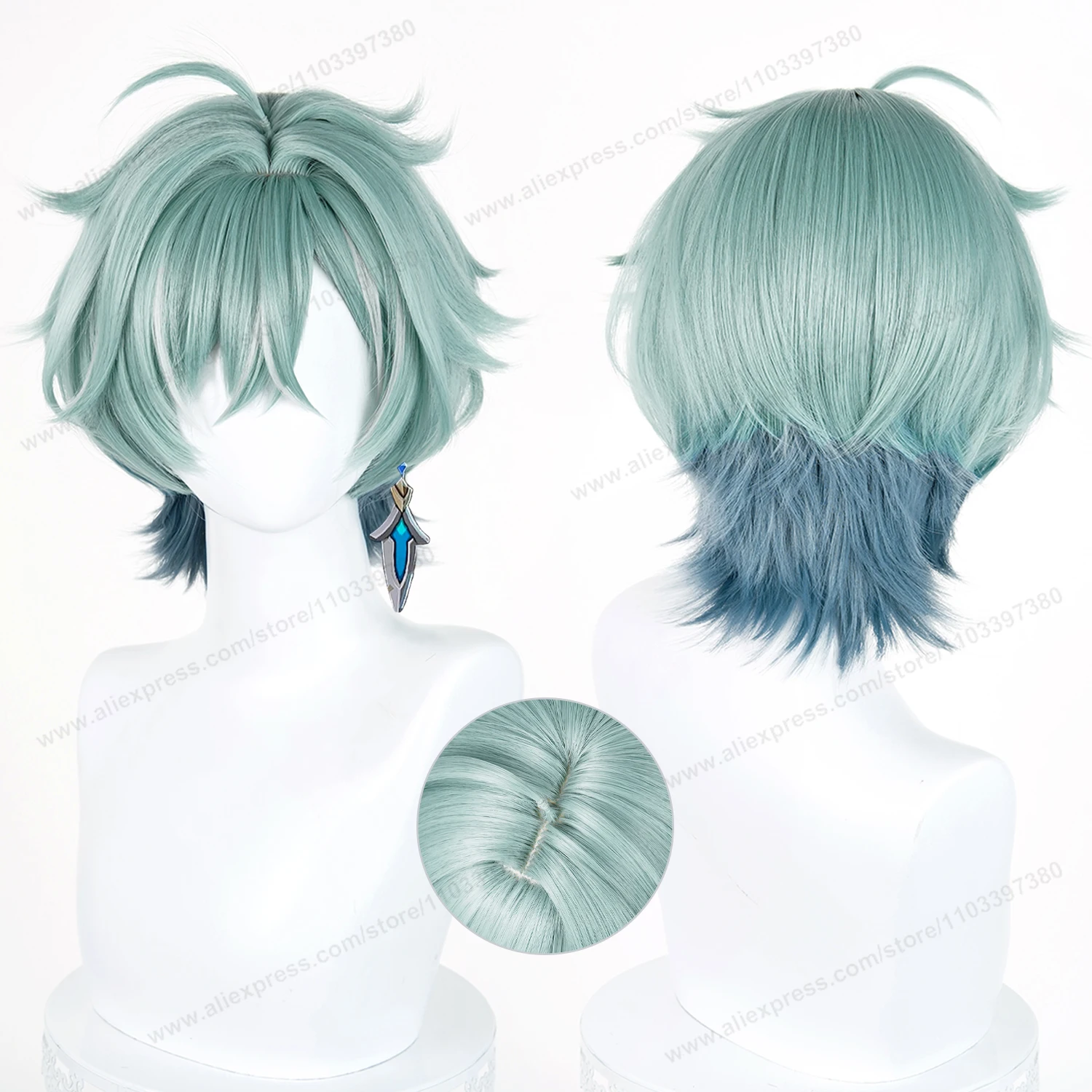 Lohen Cosplay Wig 35cm Short Green Man Wigs Anime Cosplay Wig Halloween Heat Resistant Synthetic Hair