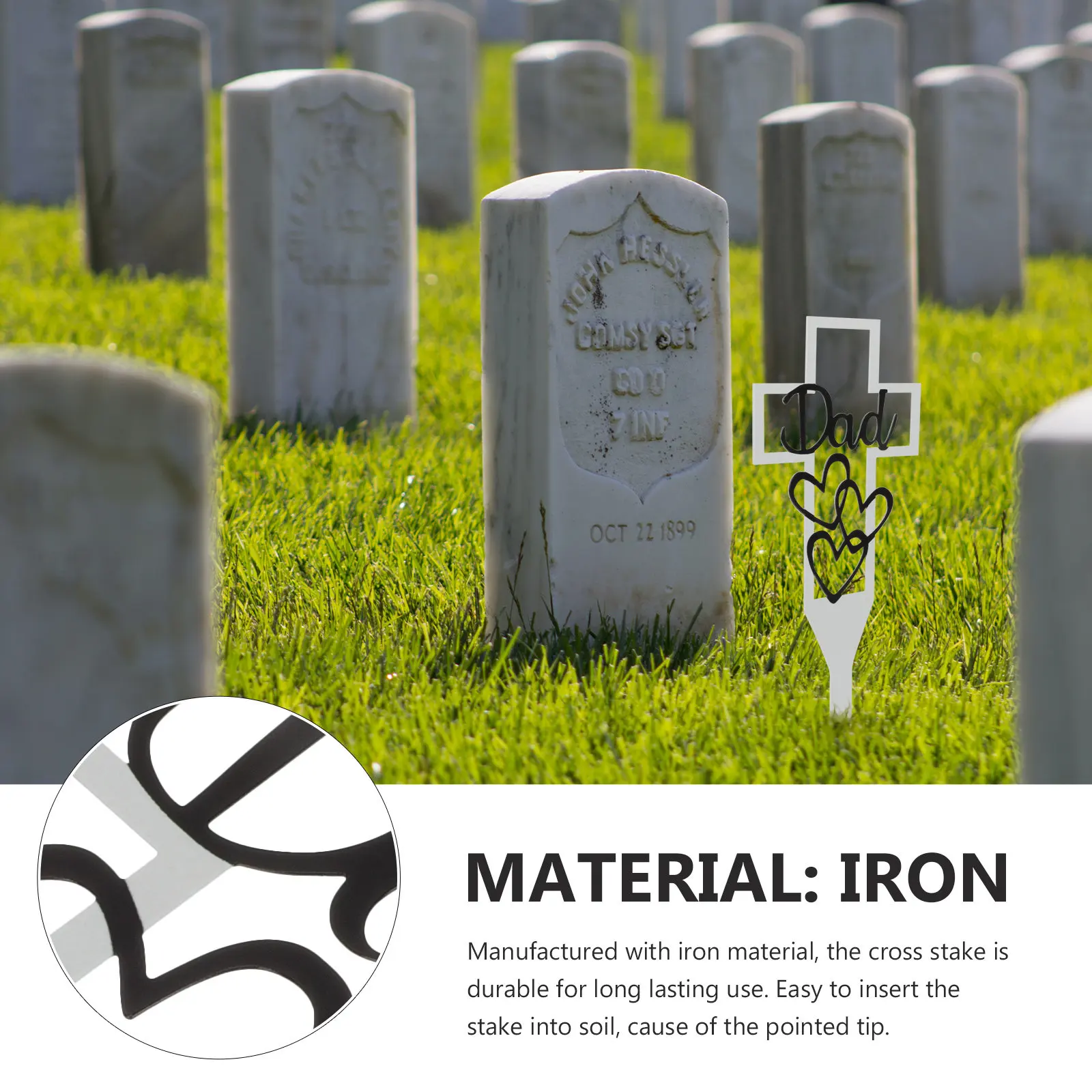 Heavy Duty Cemetery Grave Stake for Outdoor Memorial, Yard, Garden & Lawn Decoration