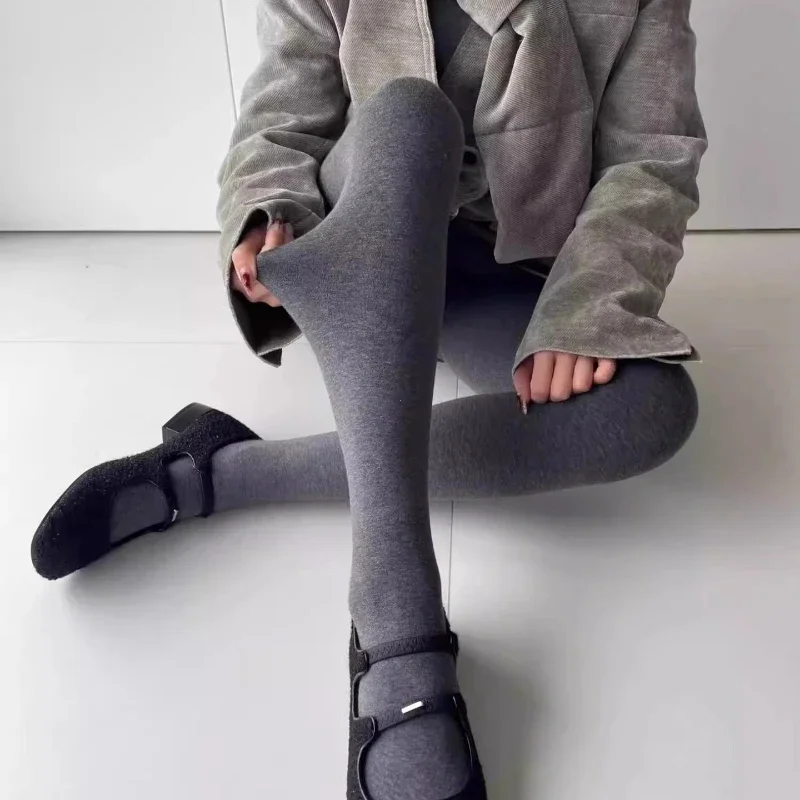 Autunno Grigio Collant a pressione Collant da donna Calze elastiche a vita alta 2025 Leggings modellanti per il corpo Harajuku Streetwear