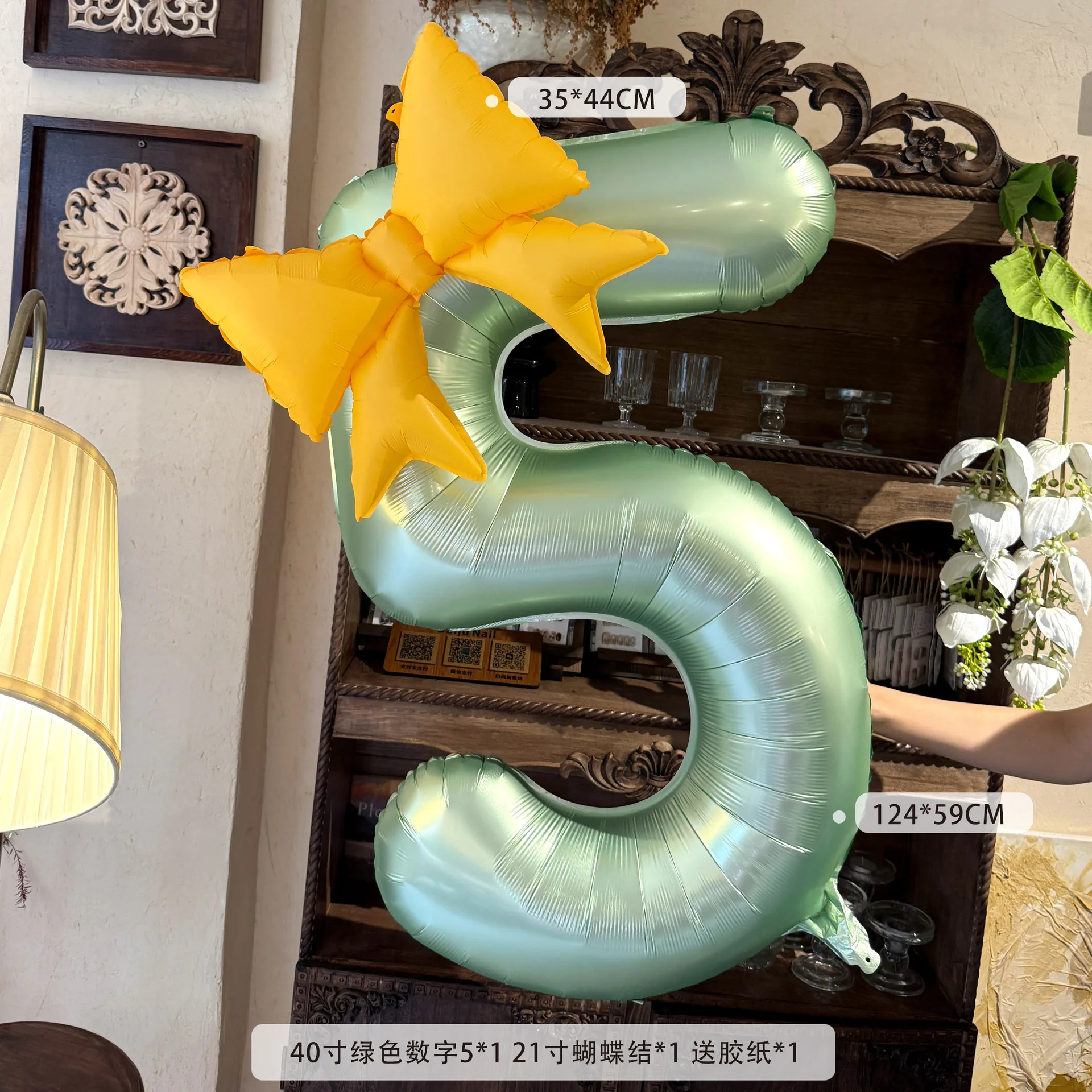 1 globo de aluminio verde con número con lazo para boda, globos para fiesta de cumpleaños, globos con números Jumbo, globos de magos